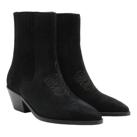 ZADIG & VOLTAIRE Womens 37 Tyler Western Black Suede Leather Ankle Boots Shoes - Picture 1 of 15